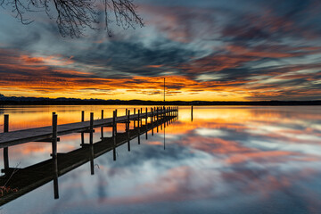 Sonnenuntergang Steg Sankt Heinrichnsing Starnberger