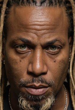 close-up onf ace of a black man, angry expression