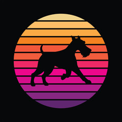 Obraz premium Vintage Sunset Airedale Terrier Silhouette in Retro Vector