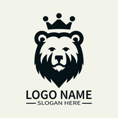 Iconic Bear Head Logo Design, Majestic Bear Logo, Powerful Bear Mascot, Wildlife Logo with Bear Head, Forest King Logo