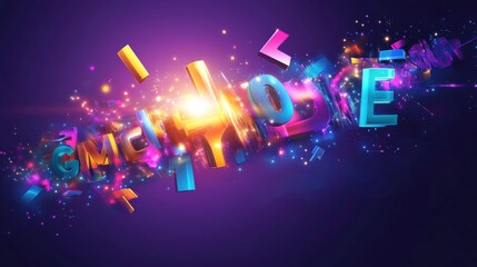 Bold Fonts with Vibrant Colors on Isolated Background