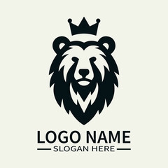 Iconic Bear Head Logo Design, Majestic Bear Logo, Powerful Bear Mascot, Wildlife Logo with Bear Head, Forest King Logo