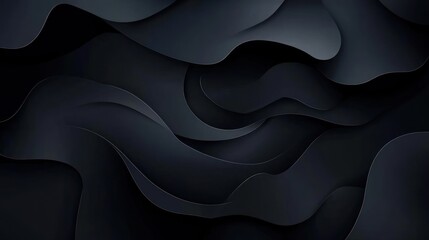 Obraz premium Abstract dark gray wavy layered papercut design.