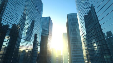 Fototapeta premium Polished skyscraper business complexes.