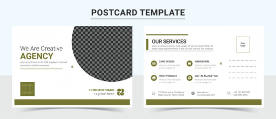 Corporate business or marketing agency postcard template design or amazing and modern eddm postcard design template layout. Vector postcard design.