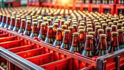 Czech Beer Bottles in Crates, Prague Brewery, April 2021,  High-Resolution Stock Photo
