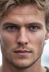 Obraz premium close up portrait of a nordic man, handsome blonde guy