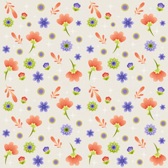 Country Floral Pattern with Soft and Varied Colors