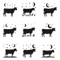  Black and White Cow Silhouette Collection Eid Mubarak  Silhouette Design