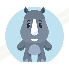 A cute cartoon rhino representing fun and whimsy