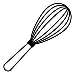 Hand-Drawn Whisk Line Art Vector