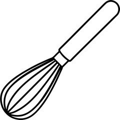 Hand-Drawn Whisk Line Art Vector