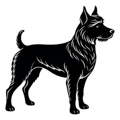 black and white dog  illustration silhouette on White Background 