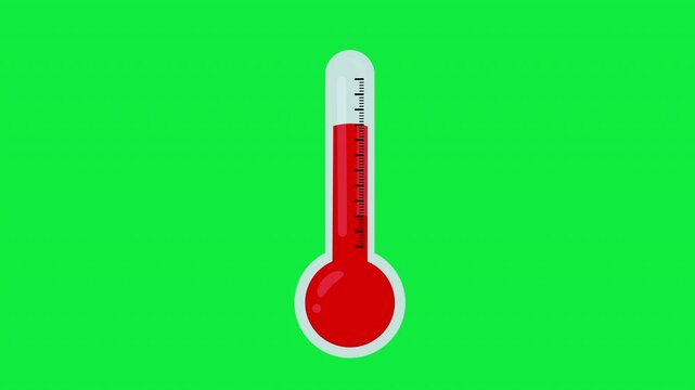 2d thermometer high and low temperature degrees animation 4k green screen

