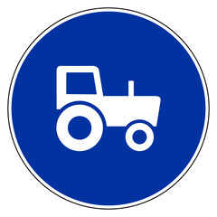 Traktor und Verkehrsschild