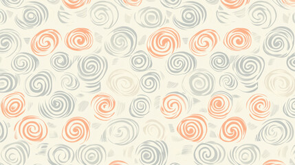 seamless pattern featuring polished spirals in soft pastel tones of orange and gray on light beige background, creating smooth and precise looping design
