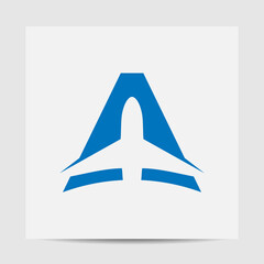  minimalist blue and white airplane logo, perfect for aviation, travel, and speed-themed brands. This versatile design can be used as a logo, icon, or graphic element.