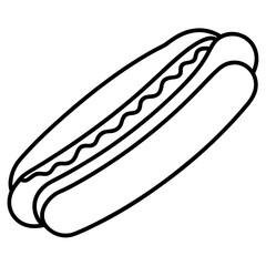 Hot Dog Illustration in Clean Line Art Style