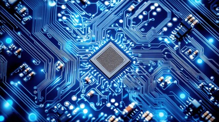 Futuristic Circuitry in 3D with Bright Light Effects