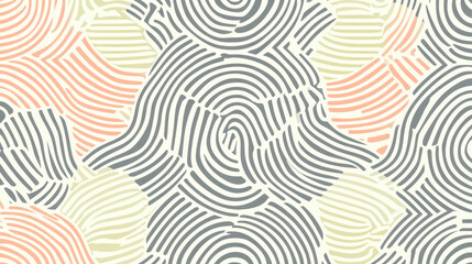 Abstract seamless pattern with thin, wavy, and colorful linear stripes forming organic shapes in pastel tones, creating modern and artistic design