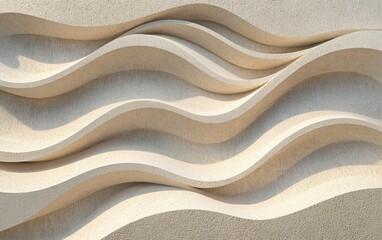 A close-up of a sand texture background, top view. The sand is soft and textured with visible grains. It is set against the backdrop of an empty beach or desert area.