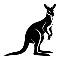 kangaroo silhouette on White Background 