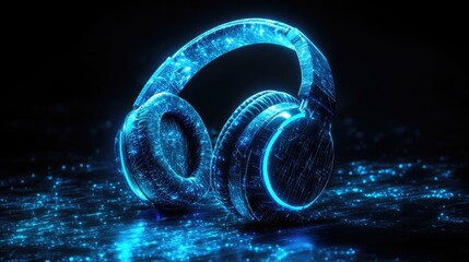 Headphones with blue crete design and RGB colors