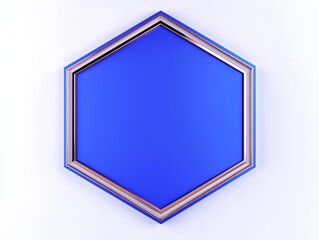 Shimmering Royal Blue Geometric Hexagon on White Background - Ultra Detailed Cinematic Shot with Metallic Outline