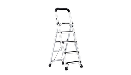 Aluminum 4-Step Folding Ladder with Handrail