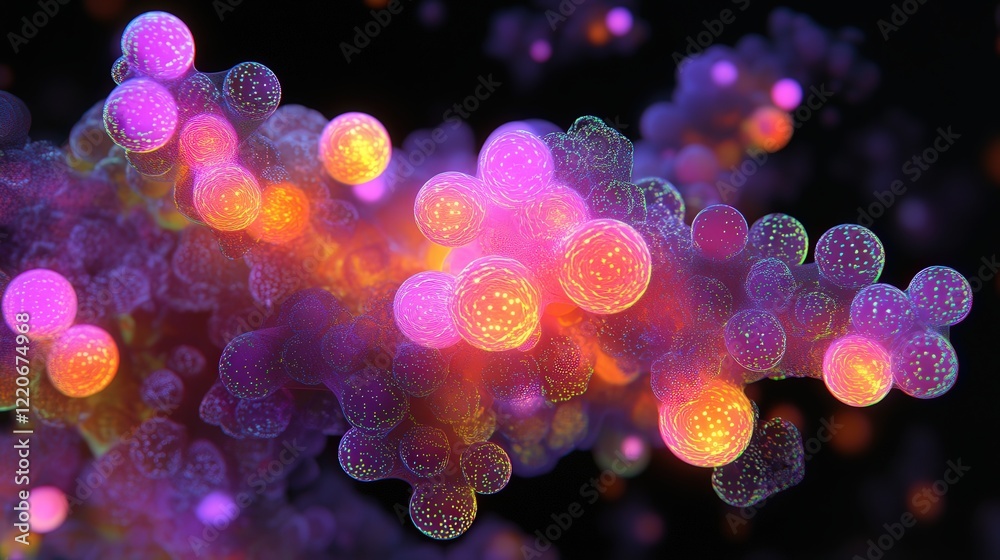 Canvas Prints glowing particles that appear to grow and evolve, symbolizing the transformation of matter.