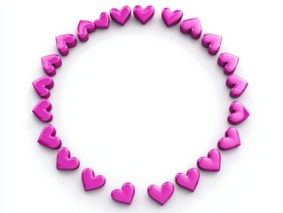 Obraz premium Radiant Ring of Fuchsia Hearts - Detailed Cinematic Circle of Small Hearts in Full Shot