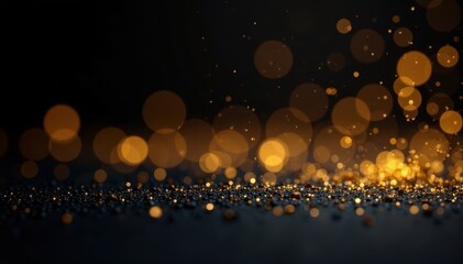 Black background with out-of-focus golden glitter, soft, night, elegant
