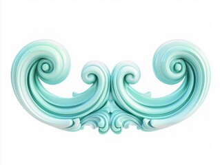 Fototapeta premium Elegantly Curled Aqua Swirl Bracket on White Background - Ultra-Detailed Cinematic Image