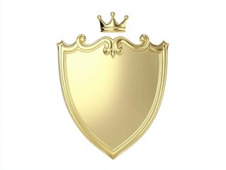 Royal Crowned Shield Silhouette in Elegant Gold - Cinematic Detailed Image on White Background