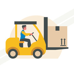 An illustration of an electric forklift representing construction and material handling