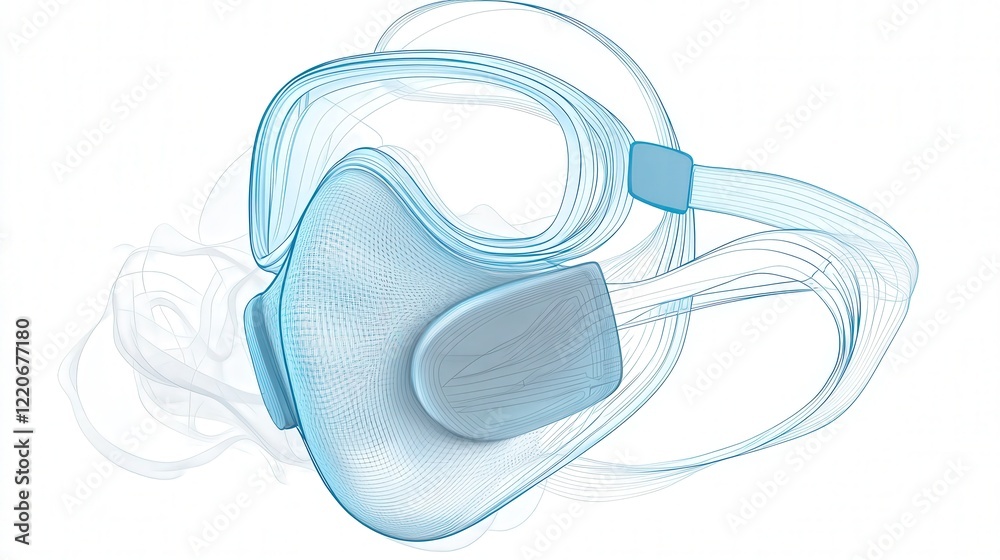Poster conceptual diagram showing the structure of a dust mask, focusing on its ability to filter pm 2.5 pa