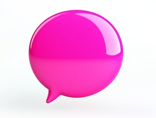Vibrant Pink Speech Bubble Icon with Pointed Tail on Isolated White Background for Cinematic Design - Ultra-Detailed Communication Symbol