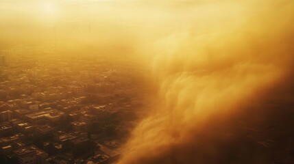 Obraz premium air during a dust storm, with highlighted PM 2.5 particles that are harmful to health and the environment.