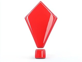 Vibrant Red Exclamation Mark in Detailed Cinematic Style on Isolated White Background