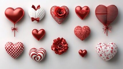 Valentine's day heart decorations collection for festive and romantic celebrations