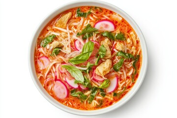 Vibrant Laksa with Fresh Toppings in Broth