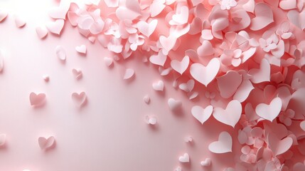 Obraz premium Light pink heart background with romantic love hearts for valentine design