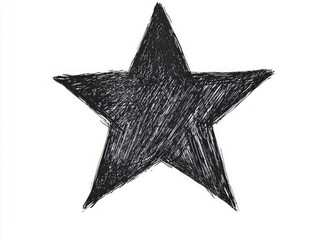 Hand-Drawn Cinematic Black Star Doodle on Isolated White Background with Ultra-Detailed Edges - Full Shot