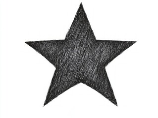 Obraz premium Cinematic Hand-Drawn Black Star Doodle on Isolated White Background with Ultra-Detailed Design