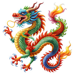 Chinese dragon statue isolated on white background