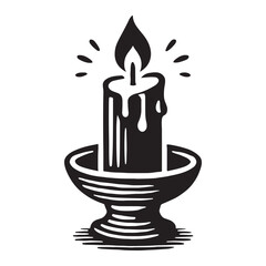 Serene candlelight flicker for cozy atmospheres - Candlelight silhouette, Candlelight illustration, Candlelight vector, Candle digital artwork
