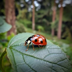 Fototapeta premium ladybug on a leaf