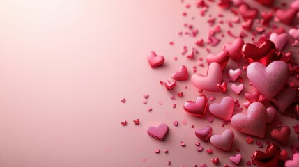 Romantic valentine background with pink and red hearts for festive designs