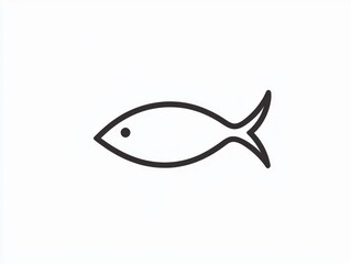 Minimalistic Black Fish Symbol in Single Line Art - Cinematic Fluid Shape on White Background