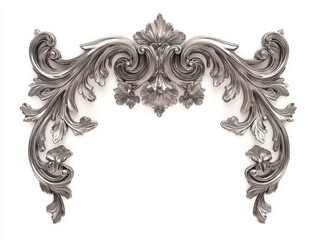 Elegant Vintage Silver Bracket Corner Frame on White Background - Cinematic Full Shot with Ultra-Detailed Design
